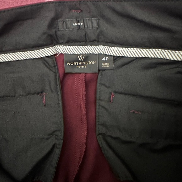 Worthington Womens Burgundy Ankle Pant 4P - Picture 7 of 7